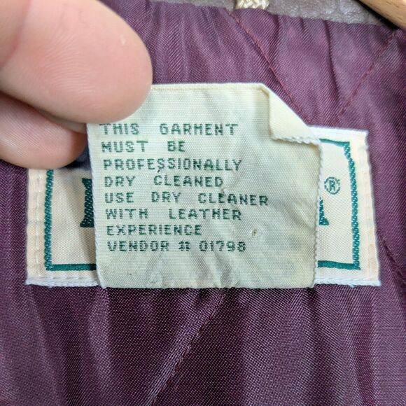 Vintage LL Bean Barn Jacket Mens L Tan Brown Leather Wool 80s 90s Chore Coat - Picture 14 of 16